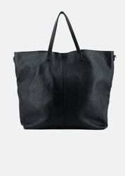 Shopper large in pelle morbida con dettagli oro