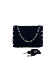 Pochette in neoprene con dettagli argento
