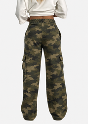Pantalone a palazzo cargo in felpa