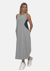 Abito lungo in felpa e jeans con tasconi