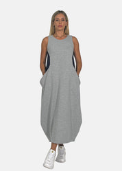 Abito lungo in felpa e jeans con tasconi