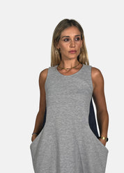 Abito lungo in felpa e jeans con tasconi