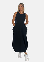 Abito lungo in felpa e jeans con tasconi