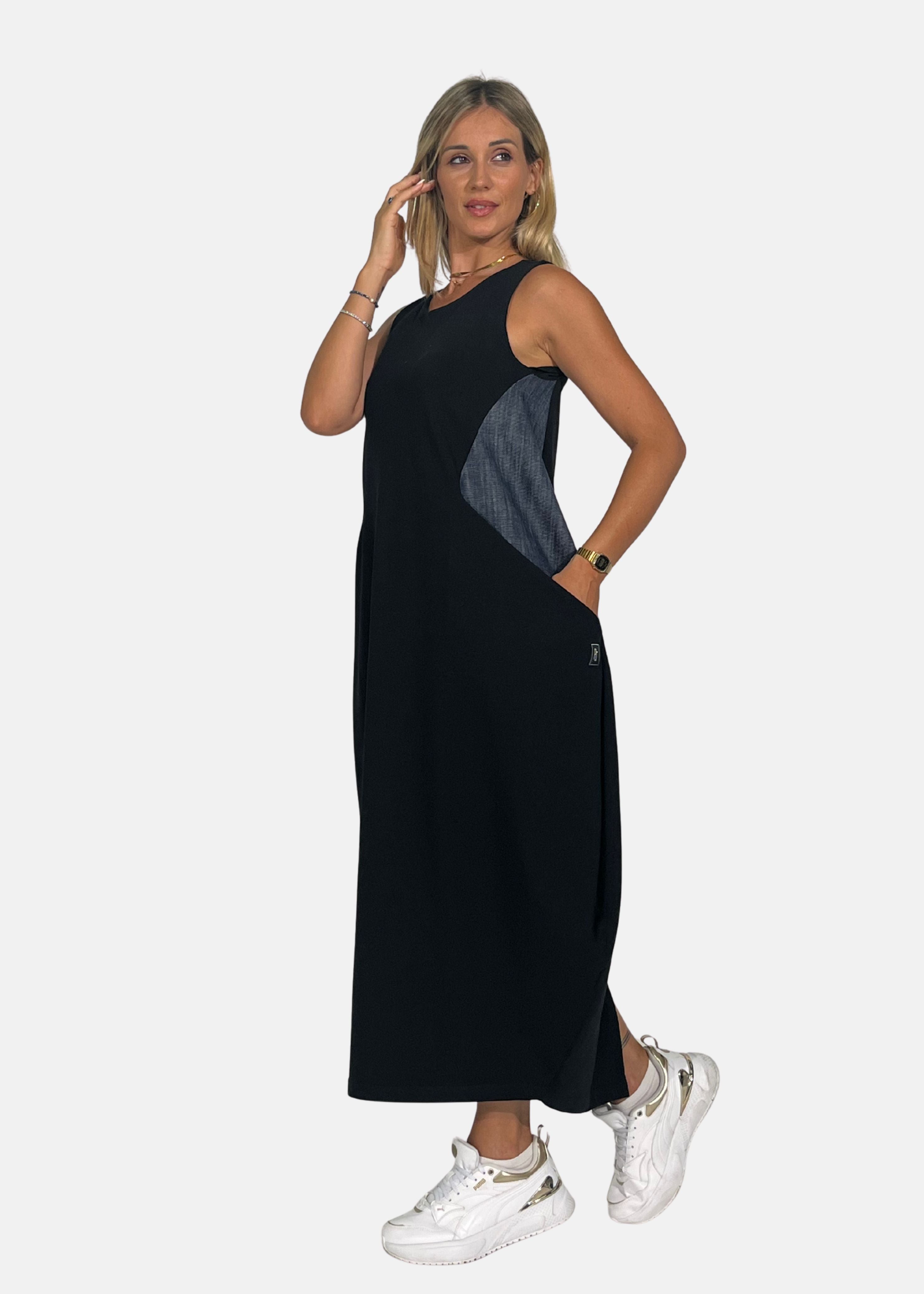 Abito lungo in felpa e jeans con tasconi