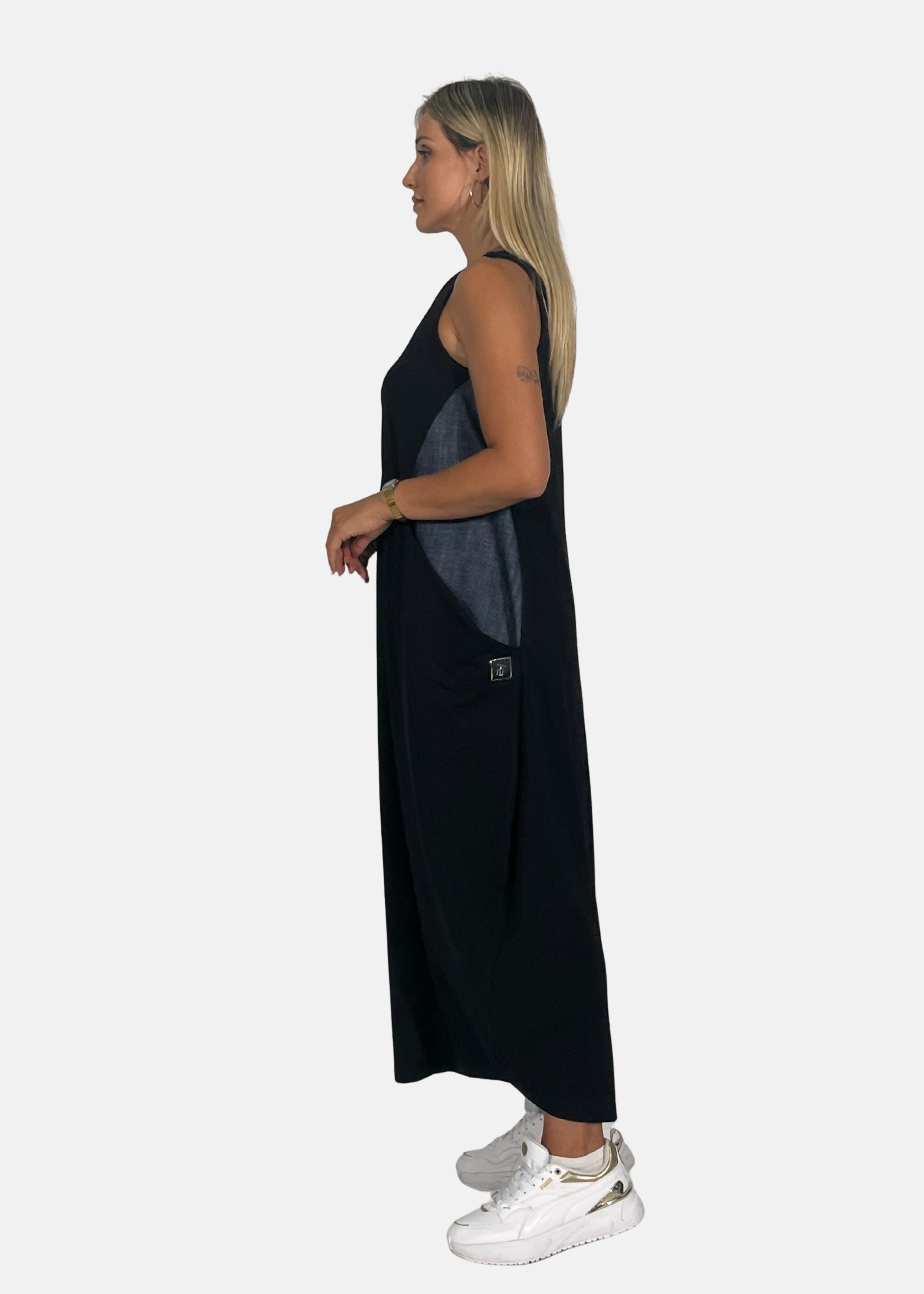 Abito lungo in felpa e jeans con tasconi
