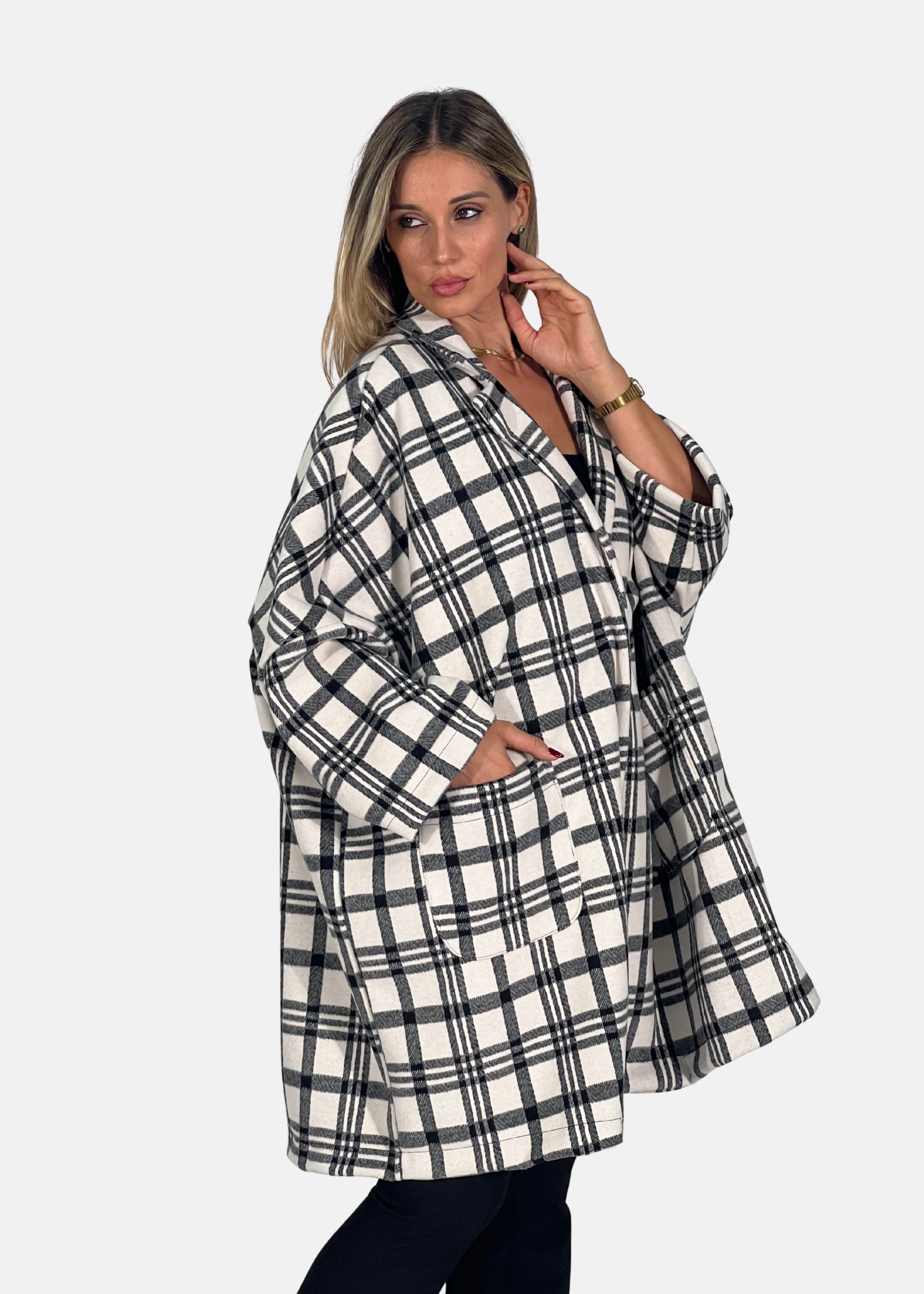 Cappotto oversize a quadri