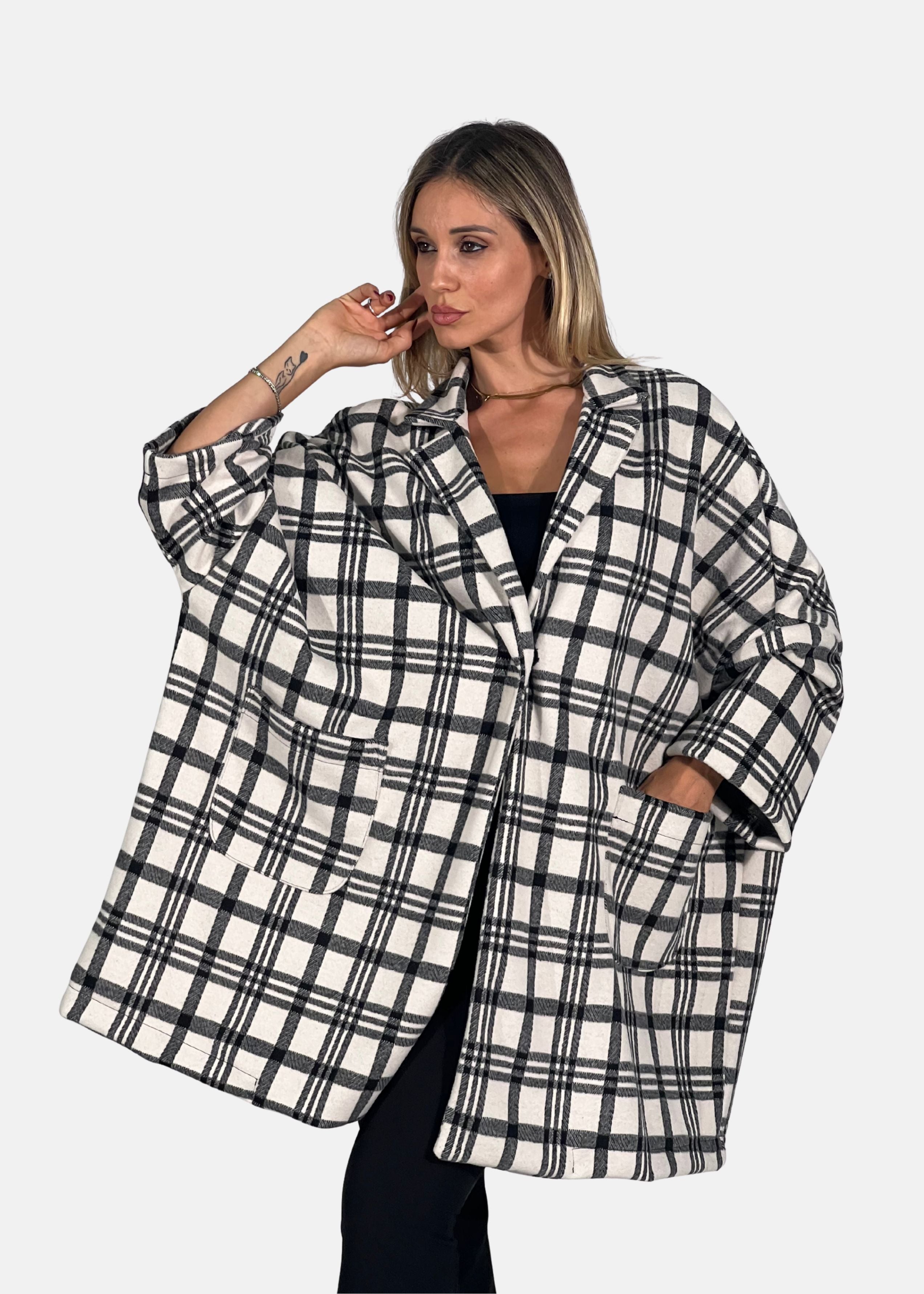 Cappotto oversize a quadri