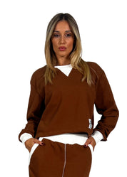 Felpa donna con dettagli a contrasto
