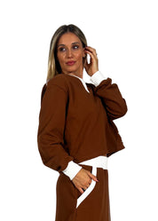 Felpa donna con dettagli a contrasto