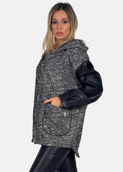 Giacca Over in Tweed con Maniche in Ecopelle - Paola Tienforti - Sito Ufficiale