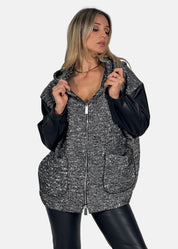 Giacca Over in Tweed con Maniche in Ecopelle - Paola Tienforti - Sito Ufficiale