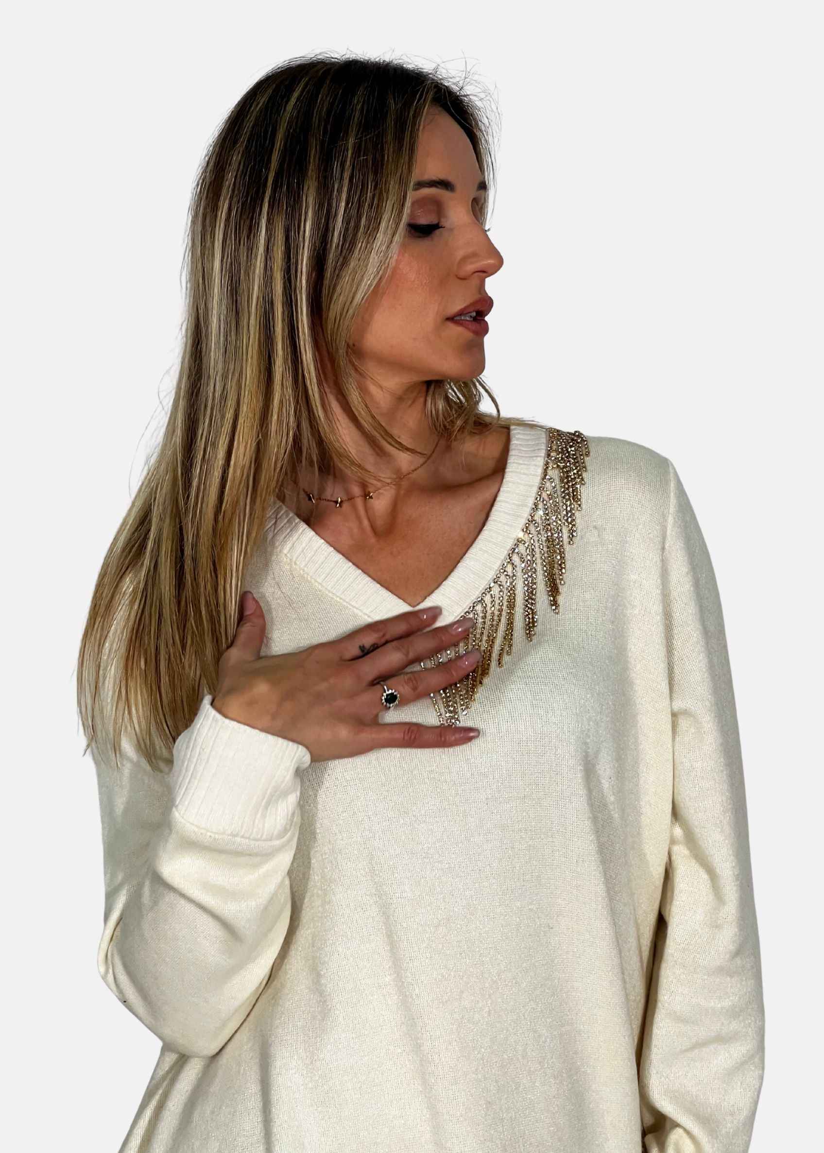 Abito scollo a V in tessuto soft