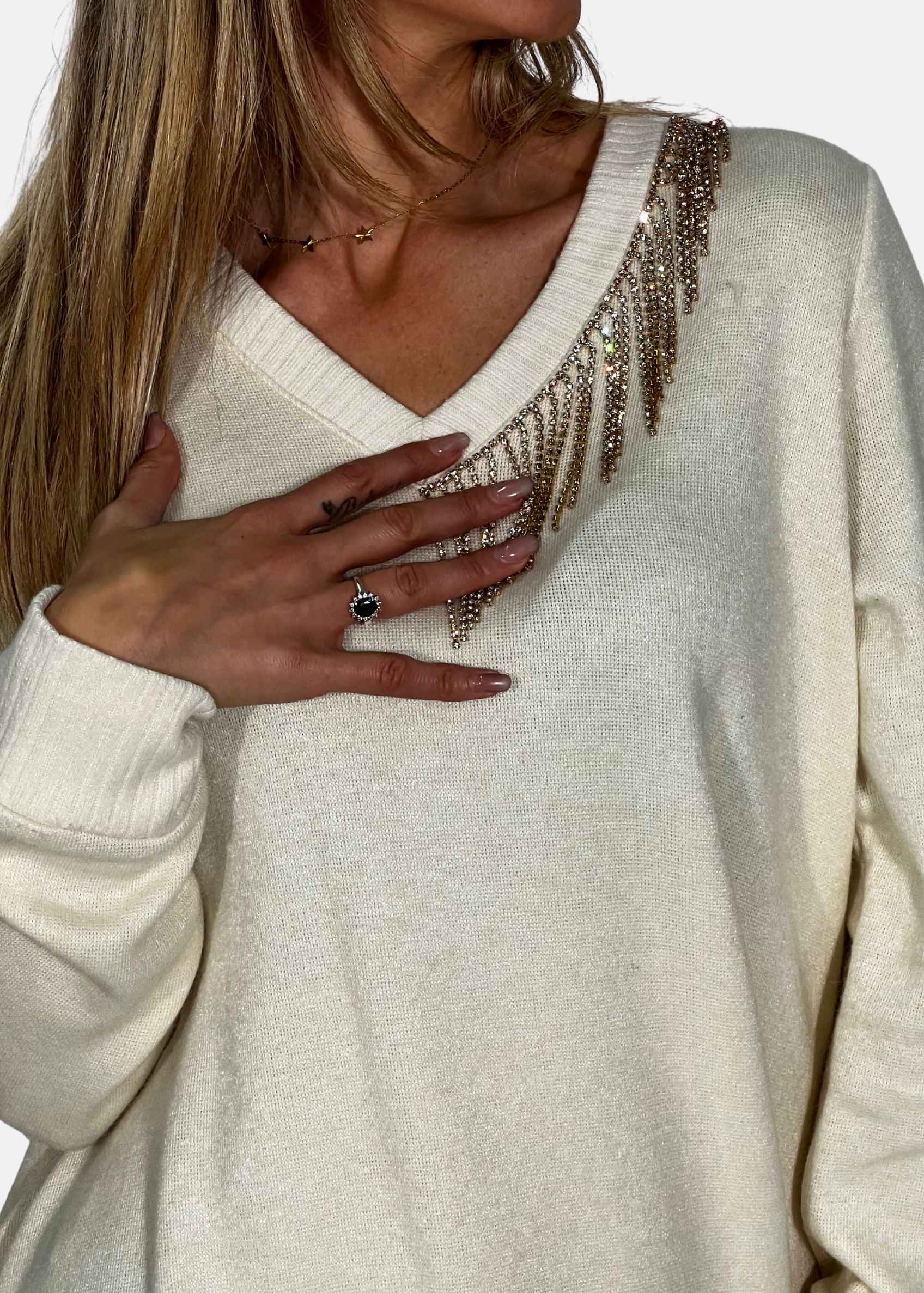 Abito scollo a V in tessuto soft