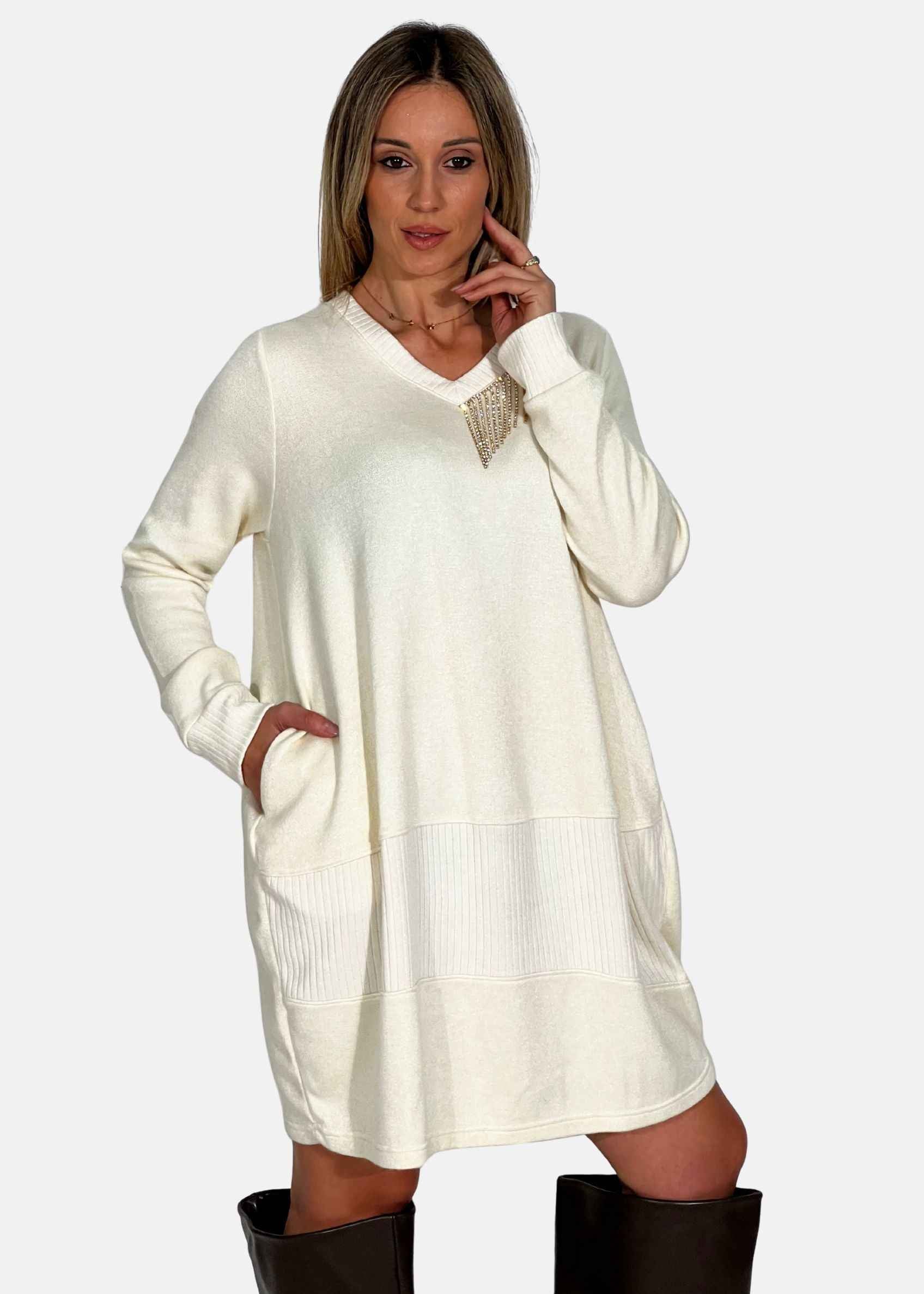 Abito scollo a V in tessuto soft