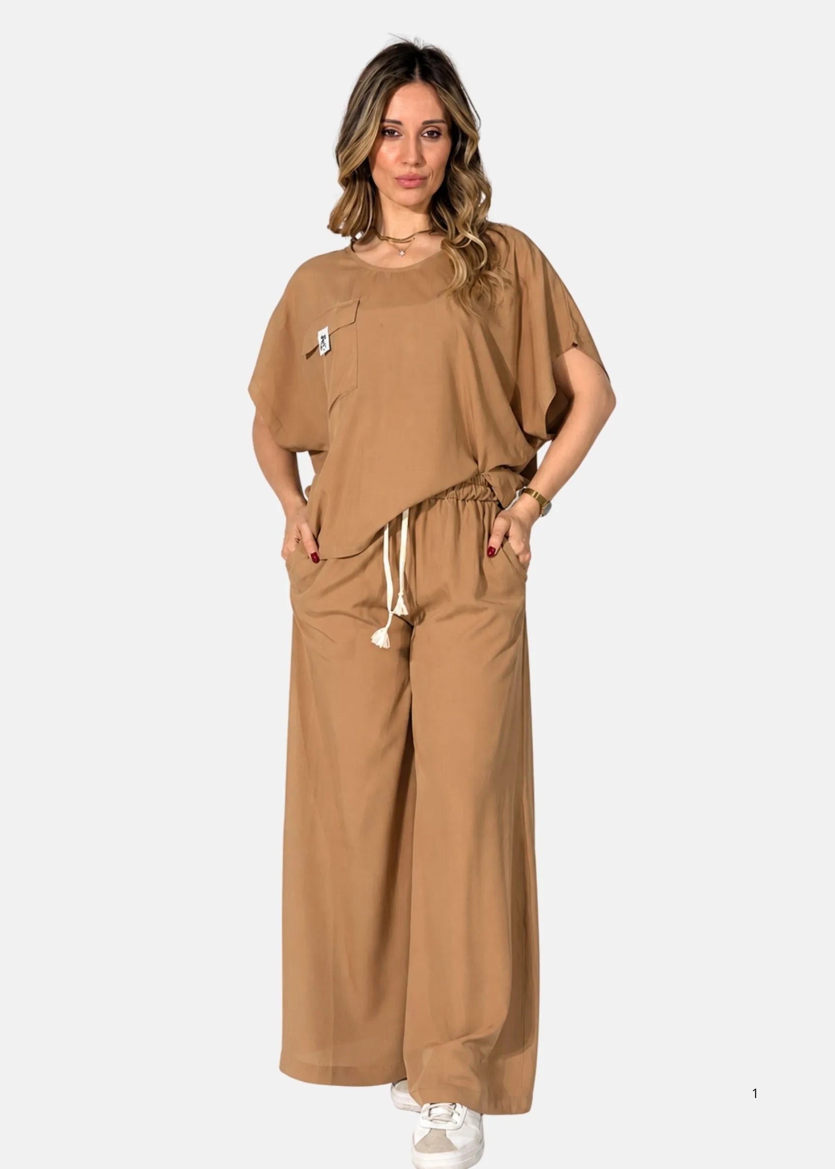 Pantalone Palazzo in Popeline di Viscosa