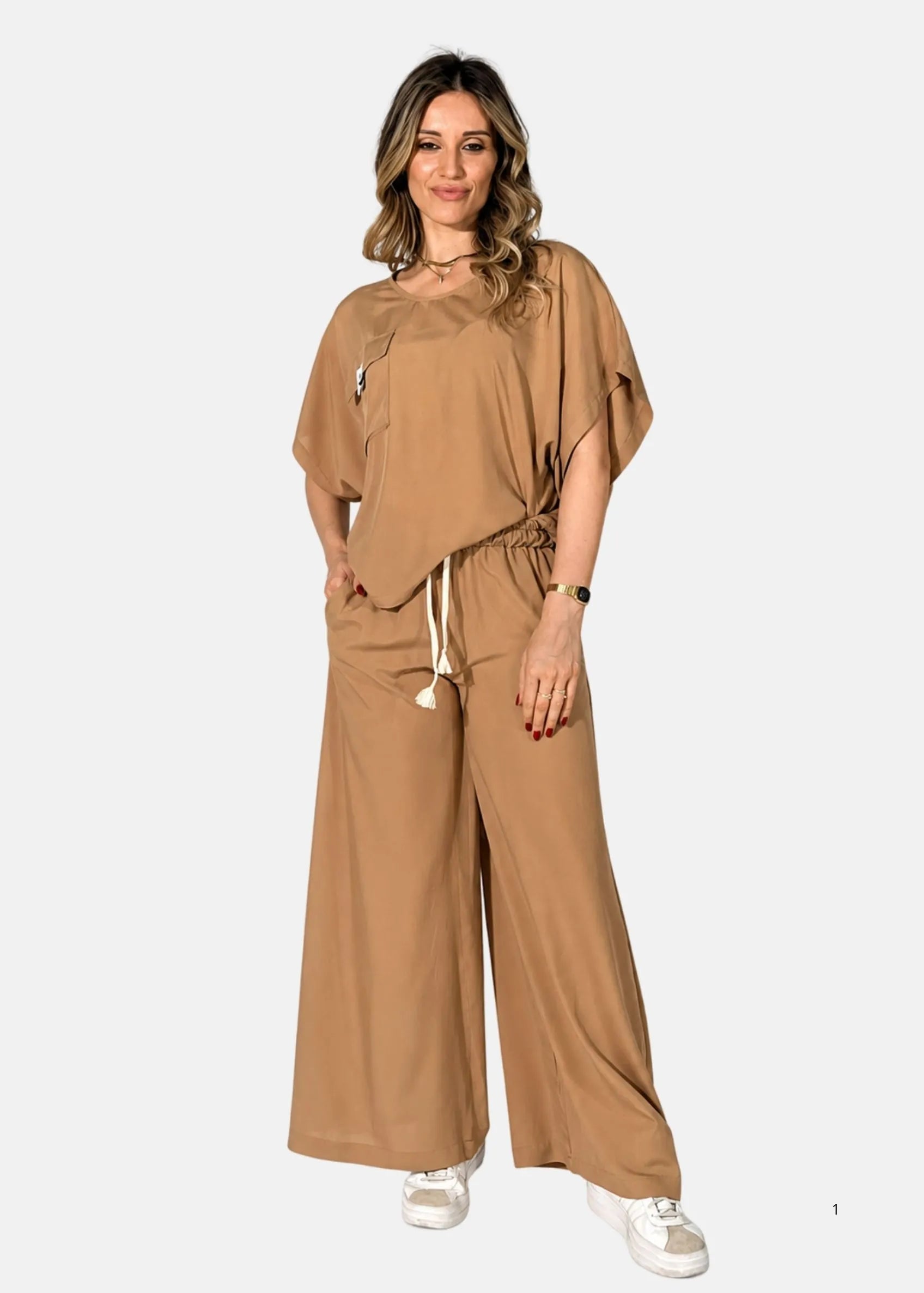 Pantalone Palazzo in Popeline di Viscosa