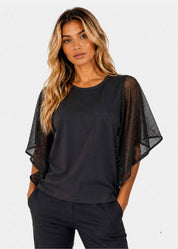 Maglia con Maniche Volant in Rete