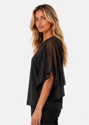 Maglia con Maniche Volant in Rete
