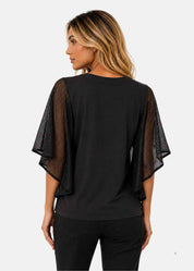 Maglia con Maniche Volant in Rete