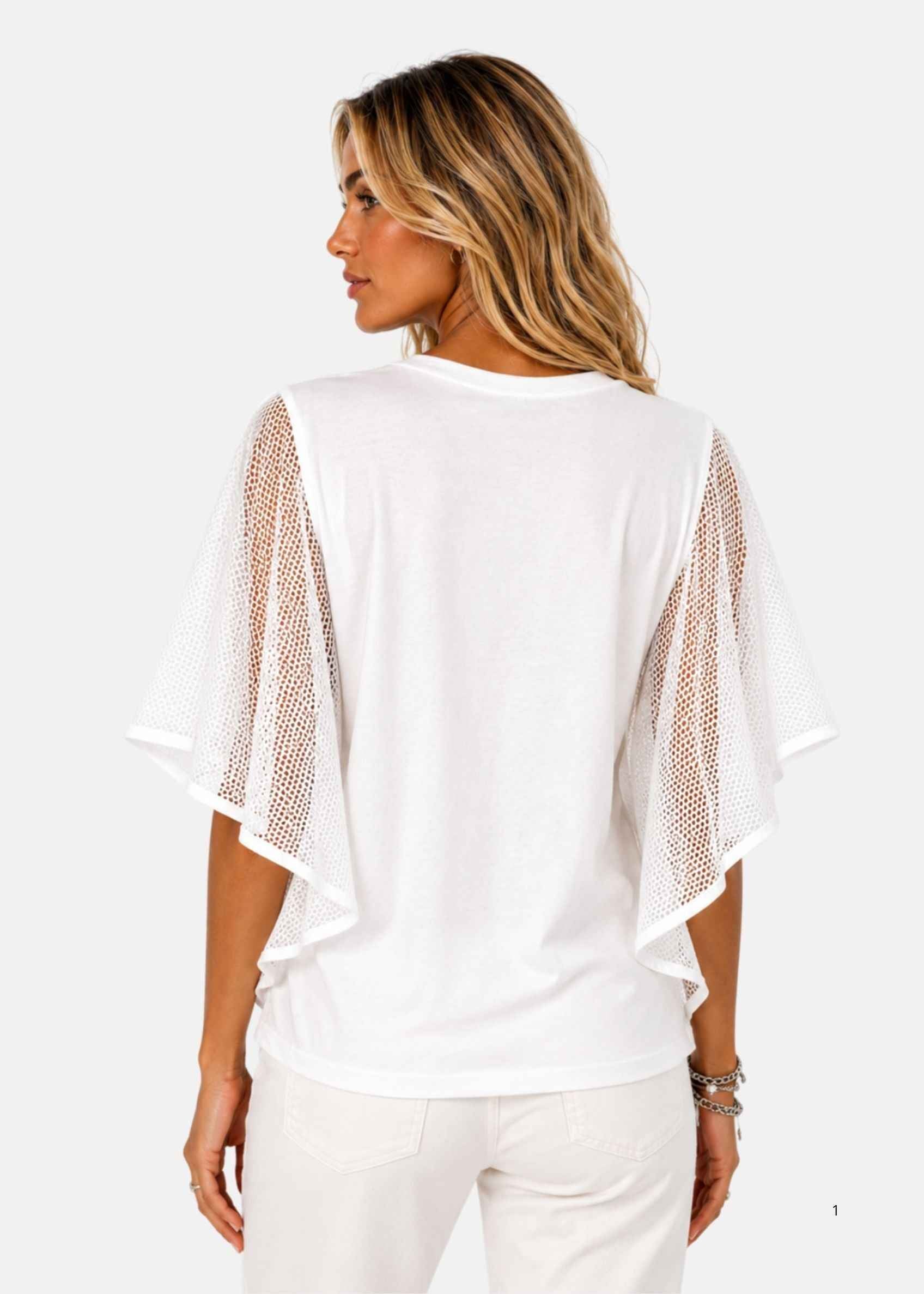 Maglia con Maniche Volant in Rete