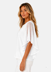 Maglia con Maniche Volant in Rete
