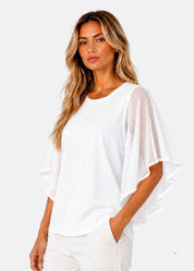 Maglia con Maniche Volant in Rete
