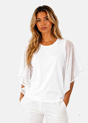 Maglia con Maniche Volant in Rete