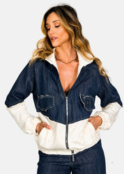 Bomber donna in jeans e felpa