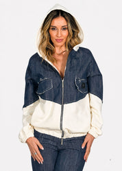 Bomber donna in jeans e felpa