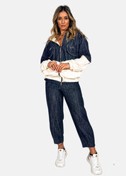 Bomber donna in jeans e felpa