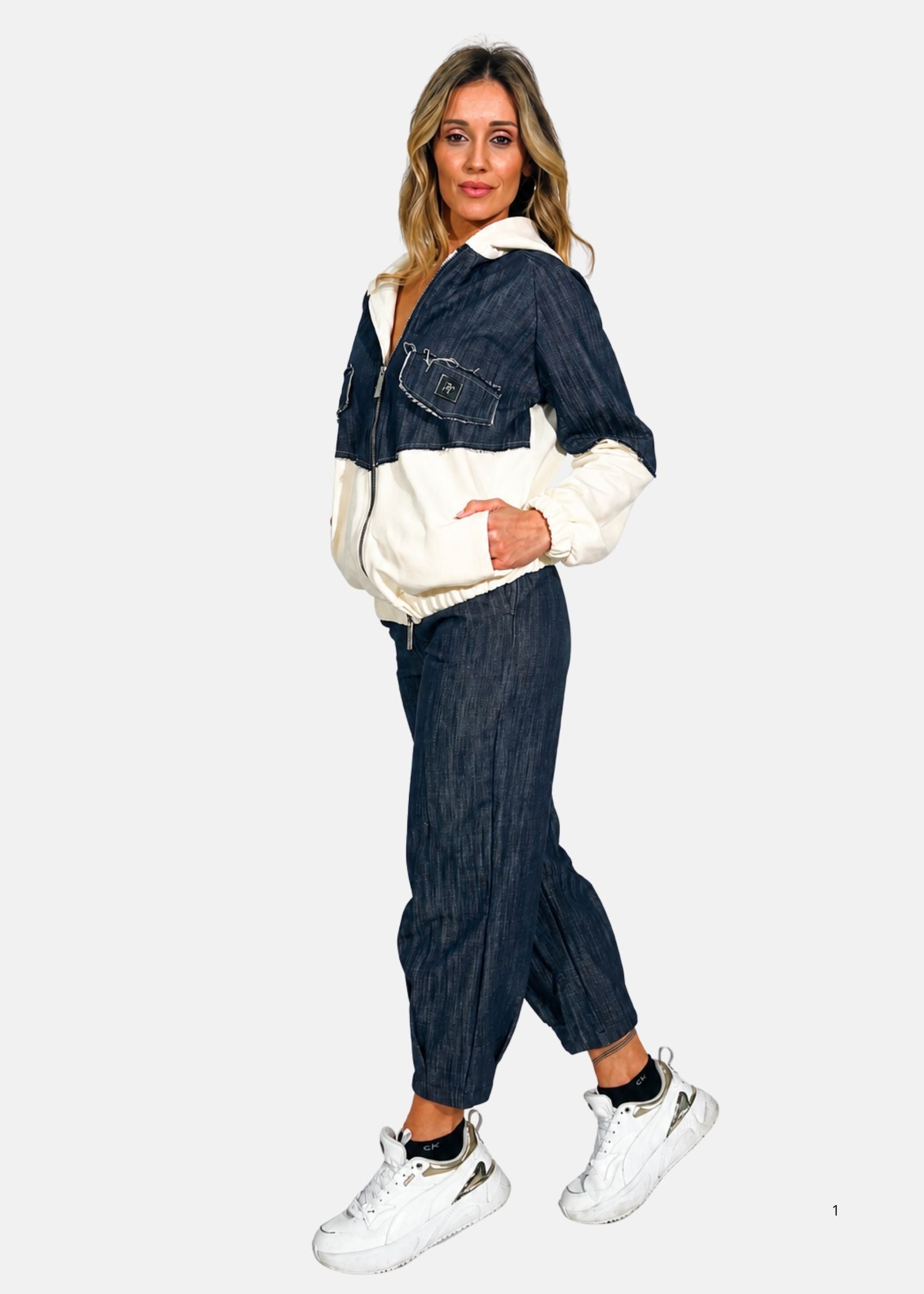 Bomber donna in jeans e felpa