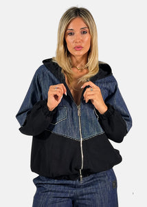 Bomber donna in jeans e felpa