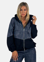 Bomber donna in jeans e felpa