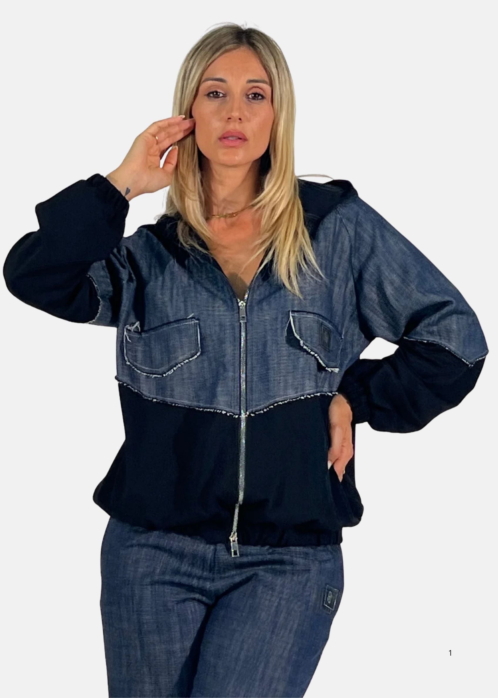 Bomber donna in jeans e felpa
