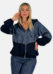 Bomber donna in jeans e felpa