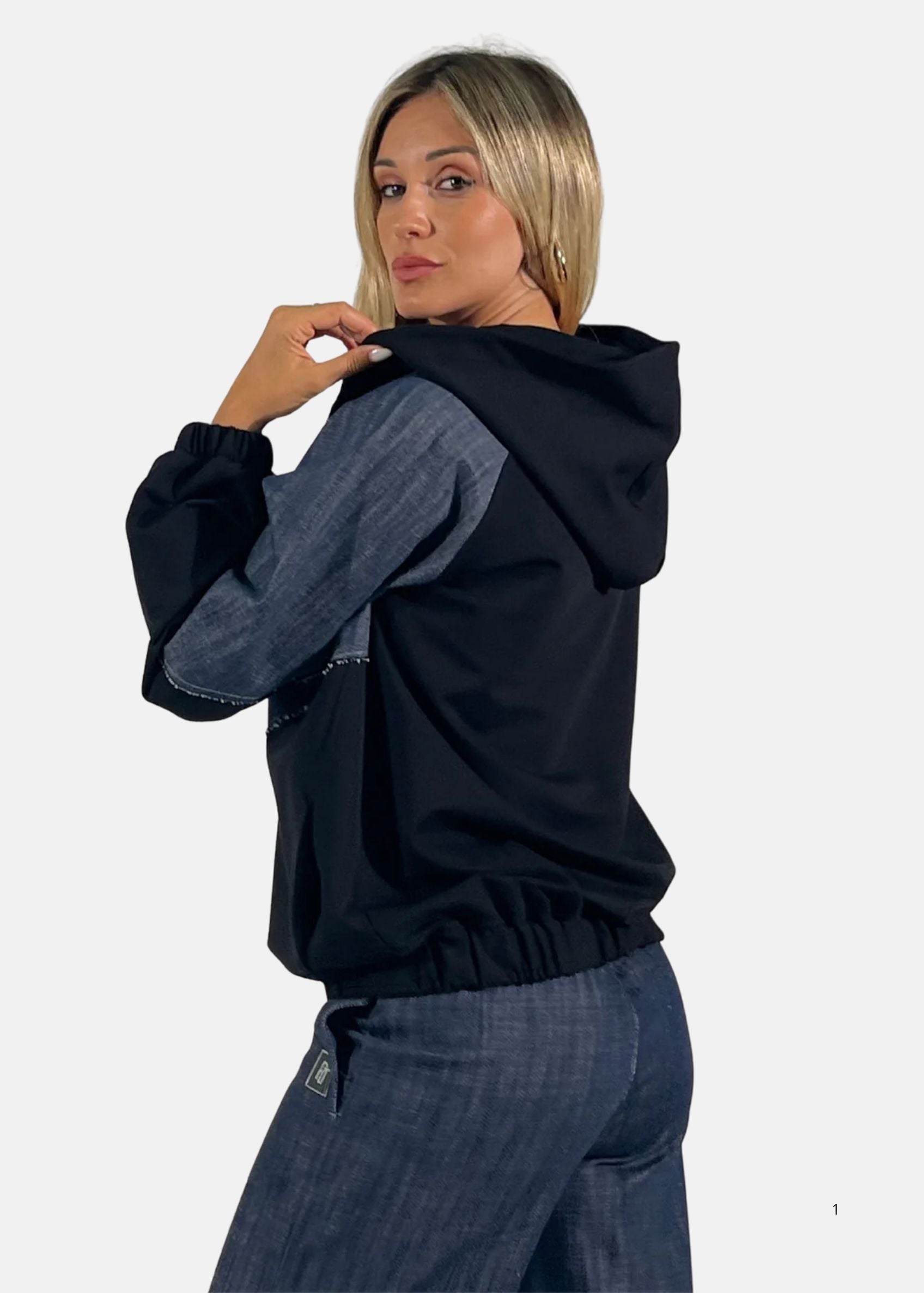 Bomber donna in jeans e felpa