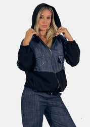 Bomber donna in jeans e felpa