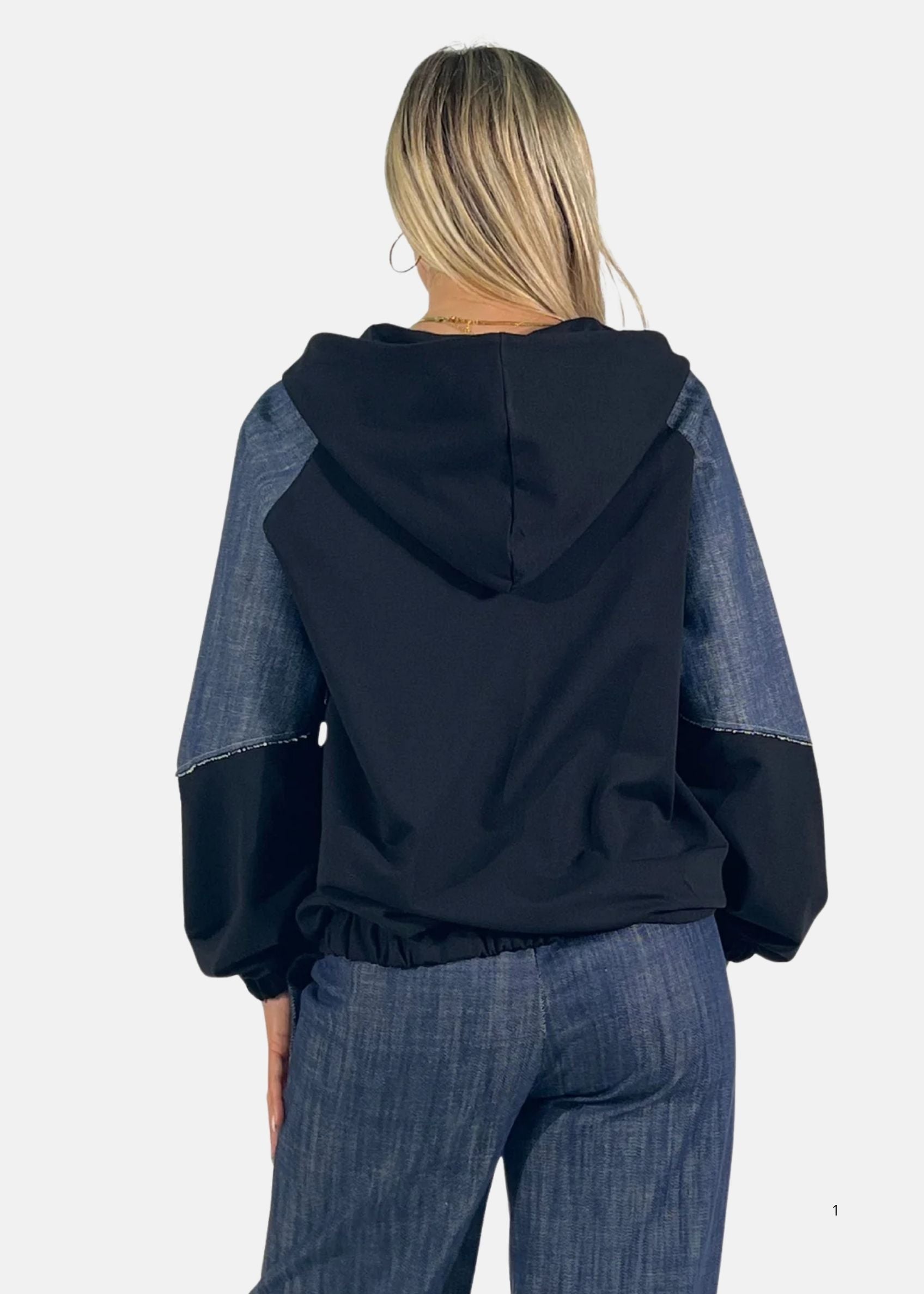 Bomber donna in jeans e felpa