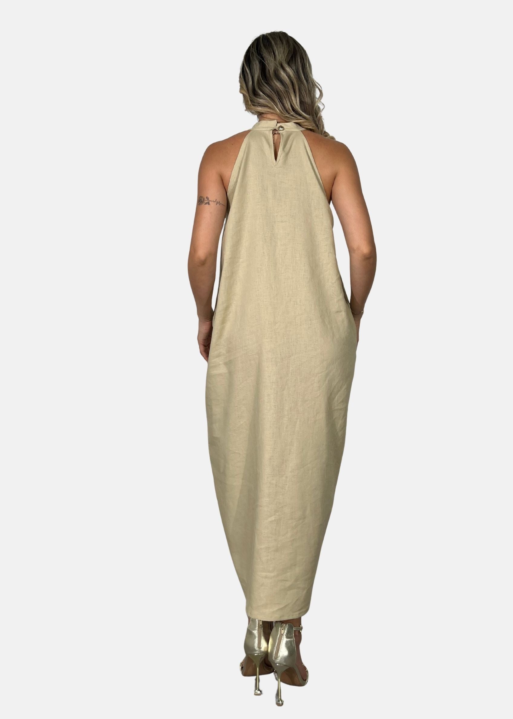 Abito Halter effetto lino