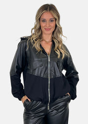 Bomber donna in ecopelle e felpa