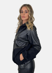 Bomber donna in ecopelle e felpa