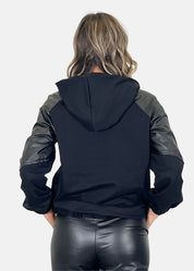 Bomber donna in ecopelle e felpa