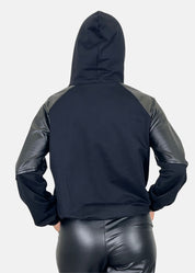 Bomber donna in ecopelle e felpa