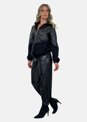 Bomber donna in ecopelle e felpa