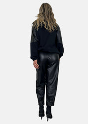 Bomber donna in ecopelle e felpa