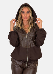 Bomber donna in ecopelle e felpa
