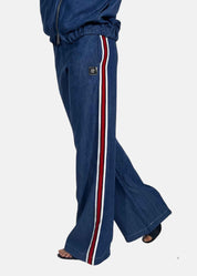 Pantalone a palazzo in jeans con bandina