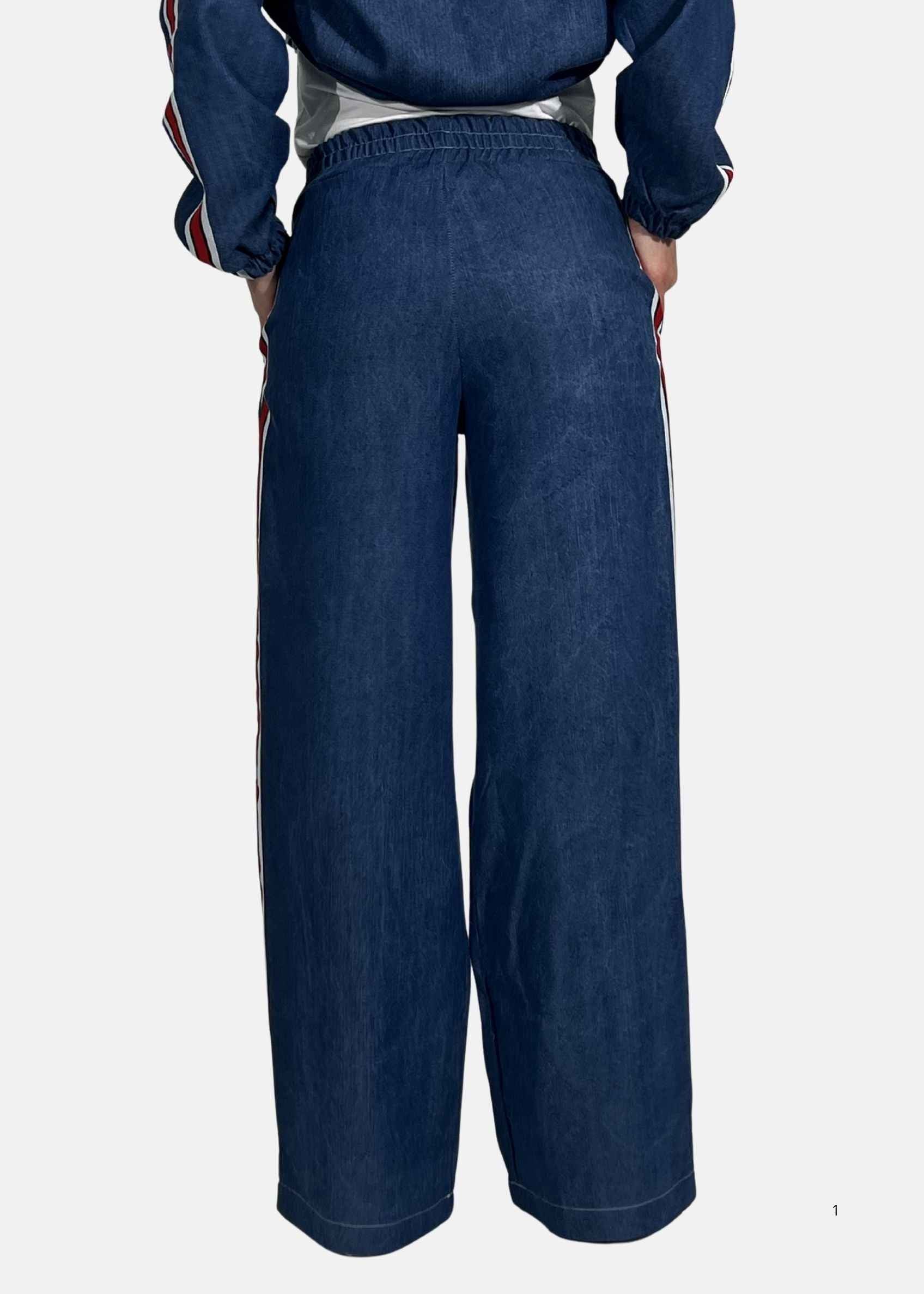 Pantalone a palazzo in jeans con bandina