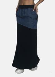 Gonna lunga in felpa e jeans