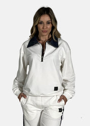 Felpa Donna con colletto in jeans